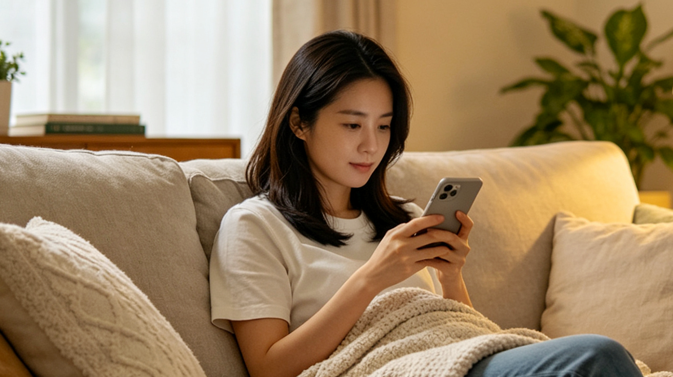 家长查看手机上的美语口语测评报告